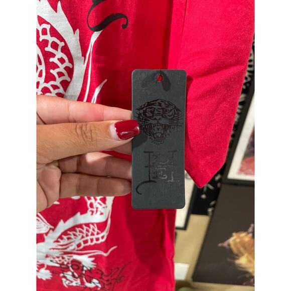 Ed Hardy Dragon Oversized Y2K Streetwear Deadstock Short Sleeve Tee Red Large - Picture 6 of 8